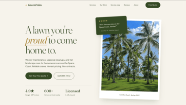 Green Palm Lawn Care website preview